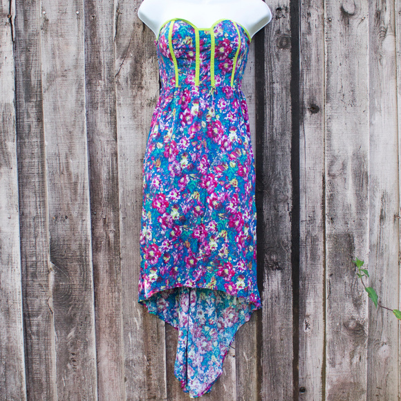 Xhilaration Dresses & Skirts - 2/$20 Floral High Low Strapless Dress- Xhilaration